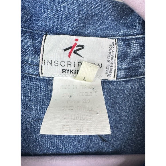 Sonia Rykiel Inscription Paris Denim Duster‎ Coat L Oversized Vtg 80s 90s France - Picture 3 of 6